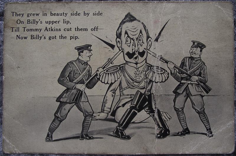 WW1 British Post Card.  On Billy's Upper Lip.