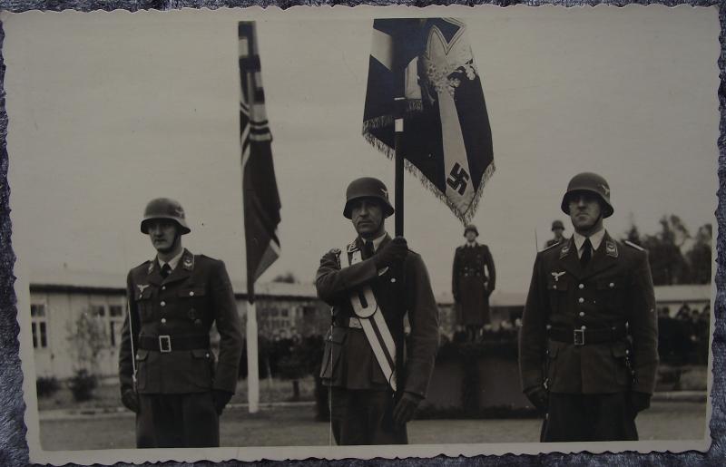 Wehrmacht Photo Post Card. Luftwaffe Regimental Flight Standard Flag Guard.