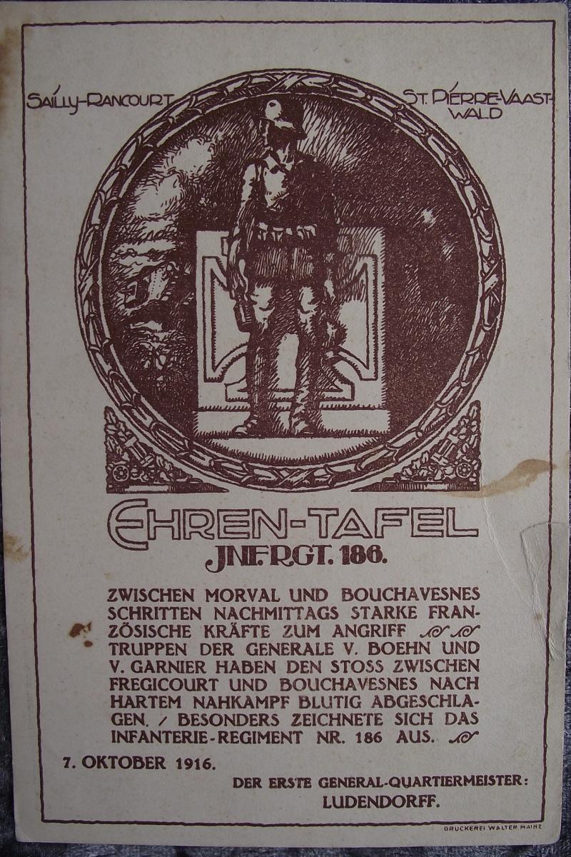 Imperial German Post Card. Inf Reg 186. 1918.
