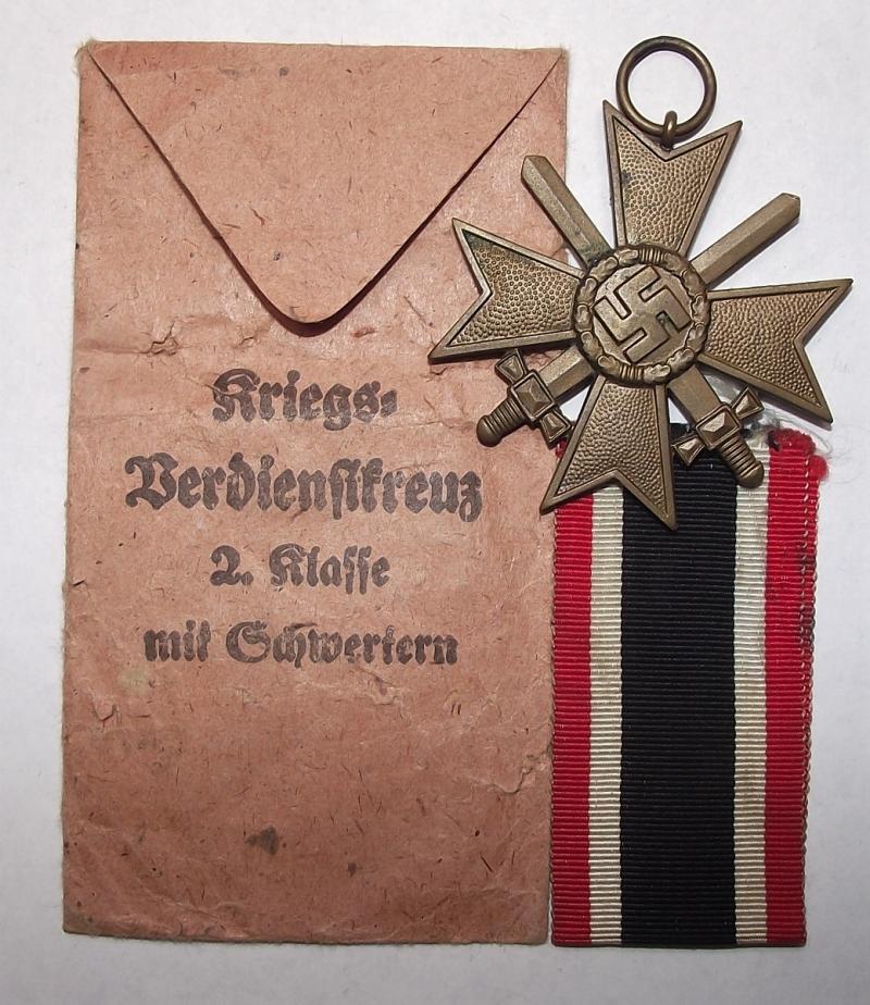 War Merit Cross with Swords and Paper Packet of Issue.