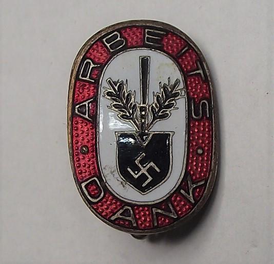 WW2 German Enamel Lapel Badge. Arbeits Dank.