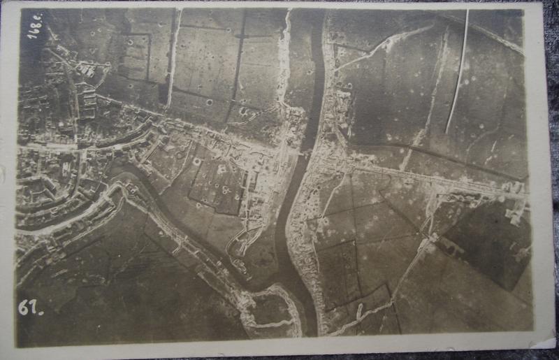 WW1 British Post Card. Ariel View, Ghent Bomb Damage.