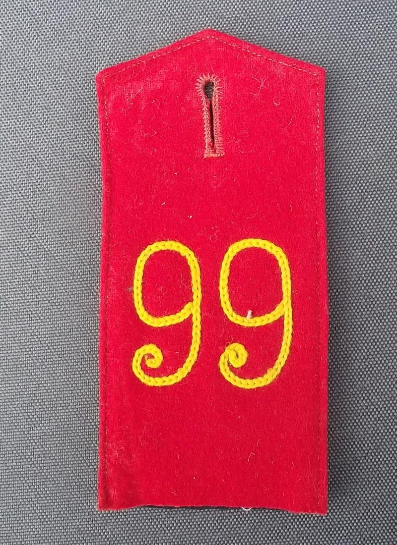 Imperial German Shoulder Board. 99th Regiment.