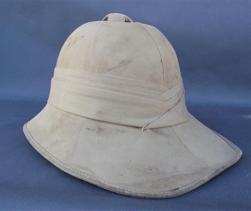 Crow Valley Militaria | Named WW2 British Wolseley Pattern Pith Helmet.