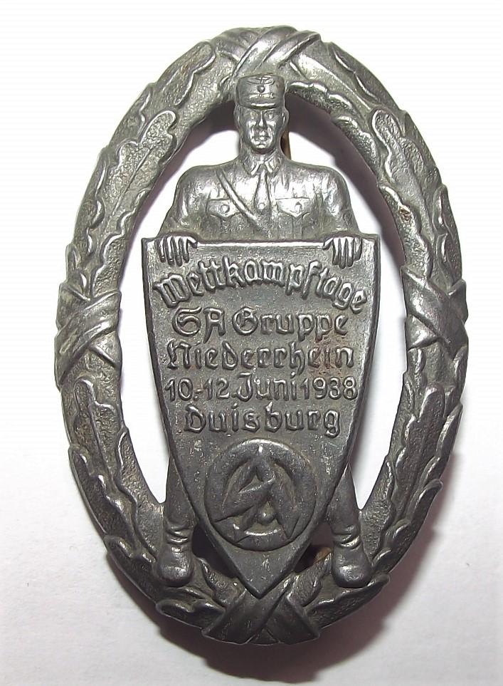 1938 SA Wettkampf Neiderrhein Event Badge/Tinnie.