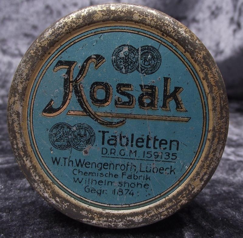 German Personal Items. Kosca Tablet Tin.