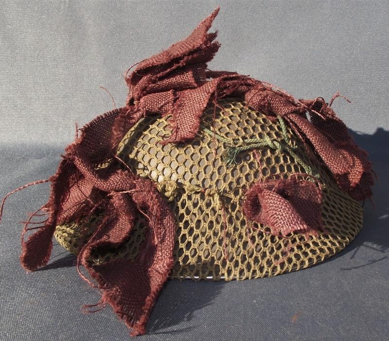 1941 Dated British Net and Burlap Camo Home Guard MKII Steel Helmet.