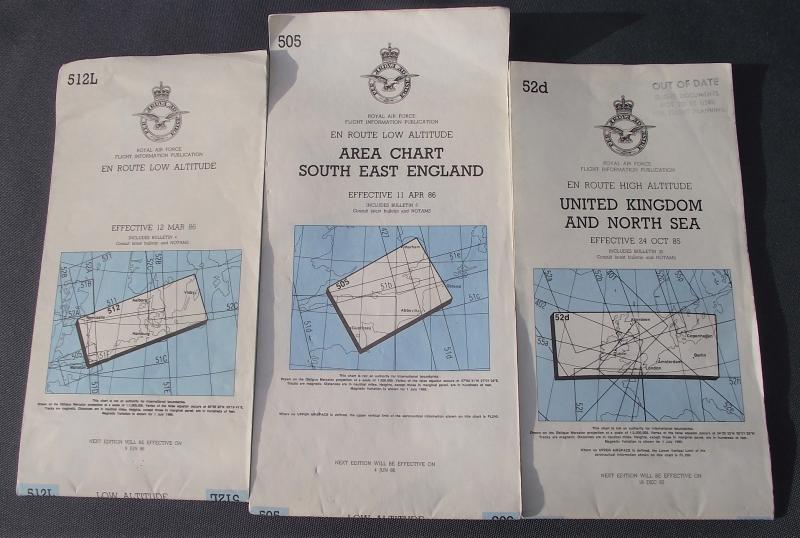 3 X 1980's RAF Map Charts.