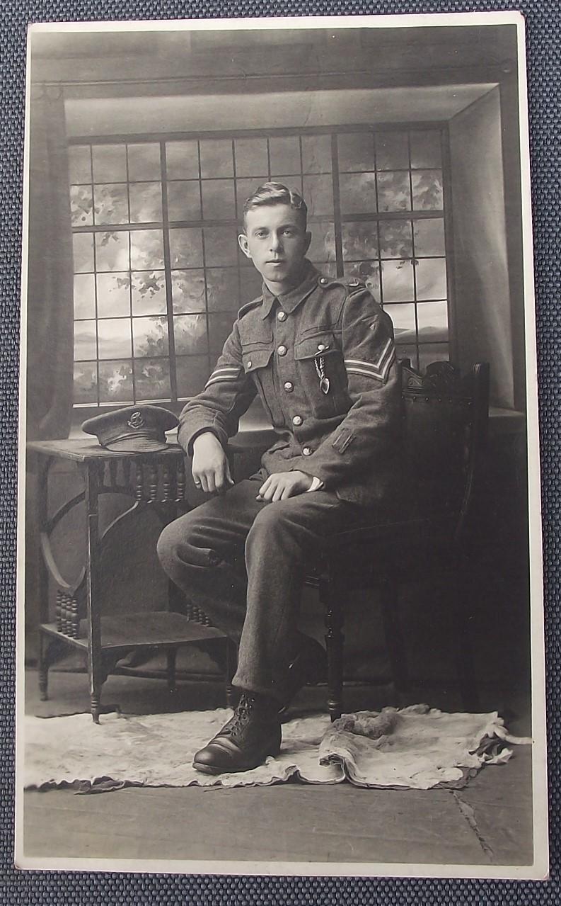 WW1 Middlesex Regiment Studio Photo Wearing Divisional Arm Patch.