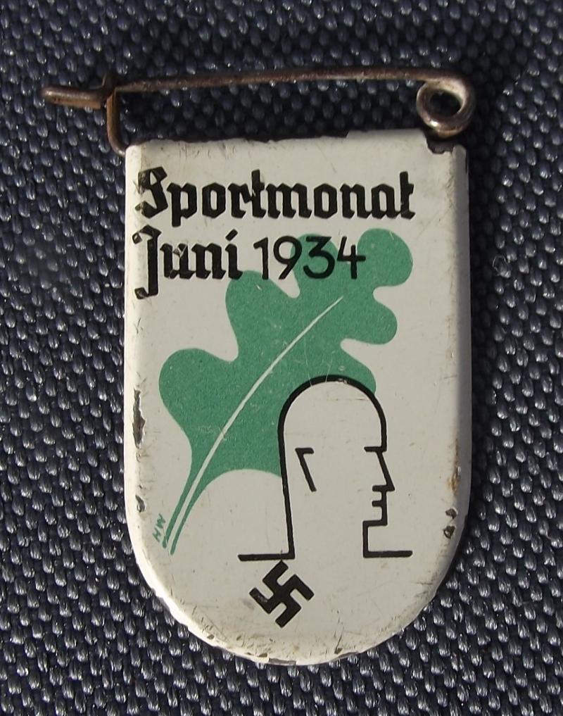 1934 Dated Tinne/ Event Badge. Sportmonat.