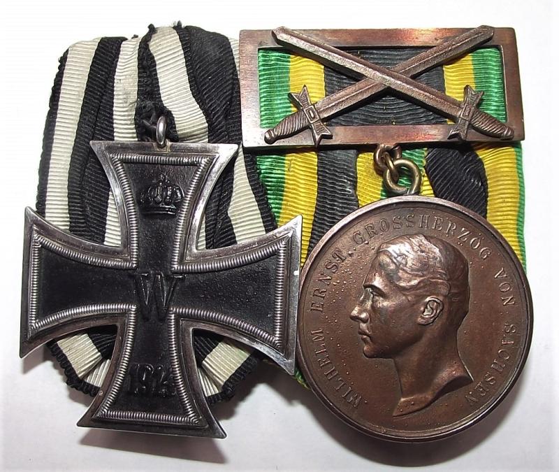 WW1 Saxe Weimar Eisenach Court Mounted Medal Pair.