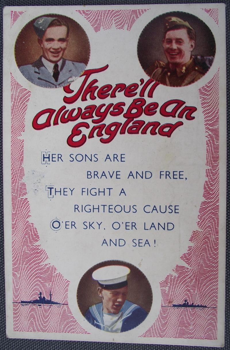 WW2 British Post Card. There'll Always be an England. 1945.