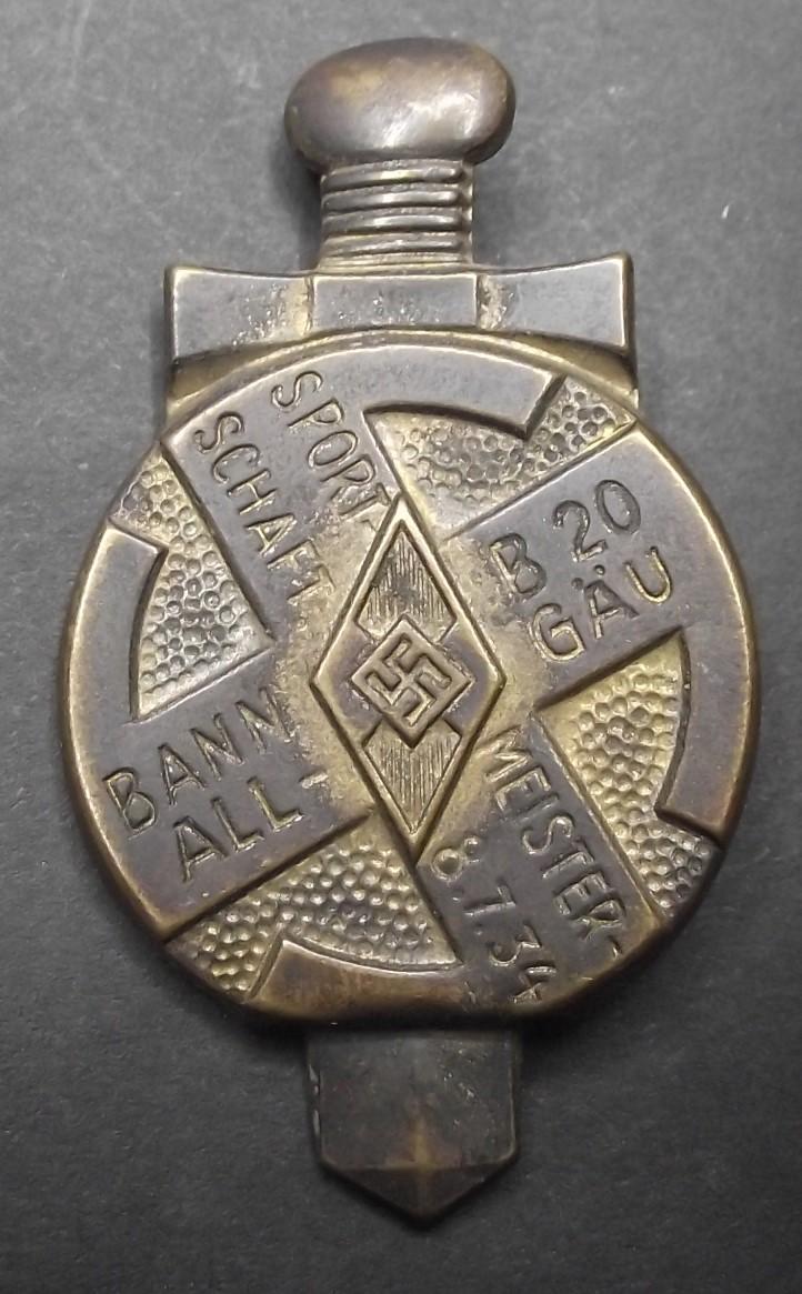 Hitler Youth Tinne/ Event Badge. Sports-meister-schaft, 1934.