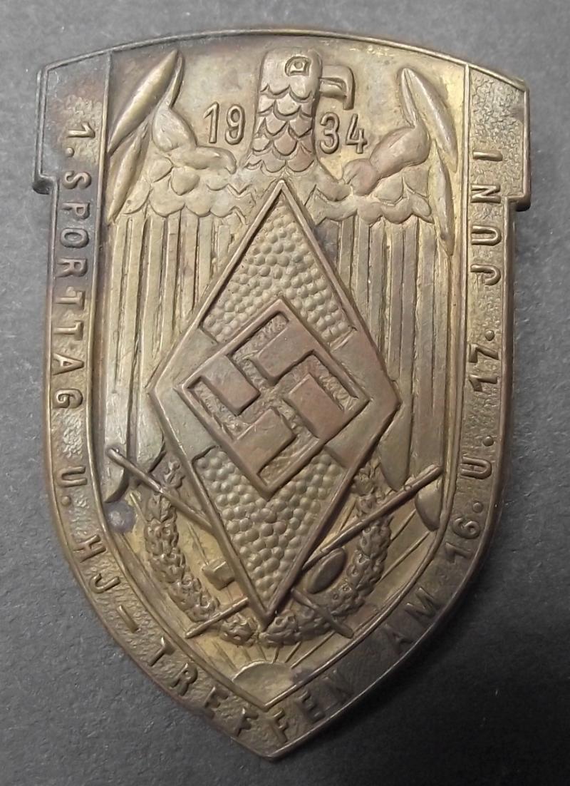 Hitler Youth Tinne/ Event Badge. Sporttag HJ Treffen, 1934.