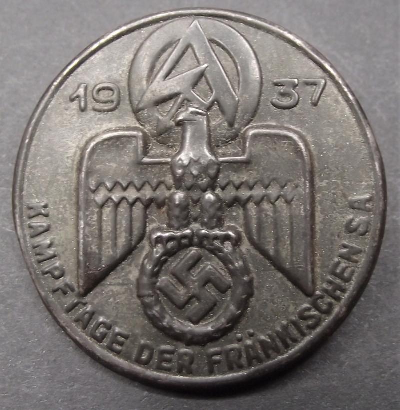 SA Tinne/ Event Badge. Kampftage der Frankischen SA, 1937.