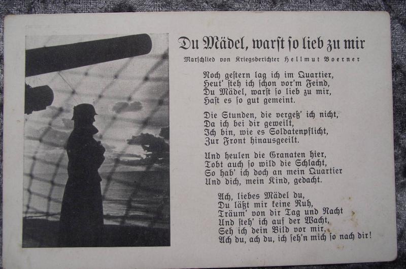 Wehrmacht Photo Post Card. Heer Song.