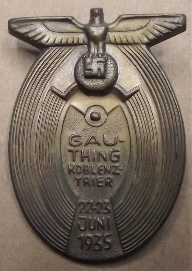 1935 Dated Tinne/ Event Badge. Gauthing, Koblenz.