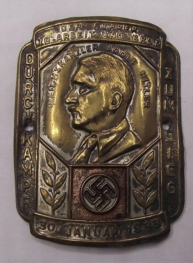 Early Hitler Sympathizers Walking Stick Badge.