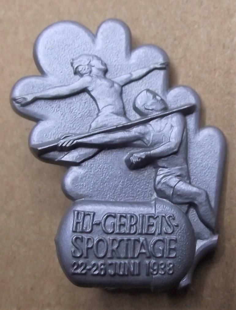 Hitler Youth Tinne/ Event Badge. HJ-Gebiets-Sporttag, 1938.