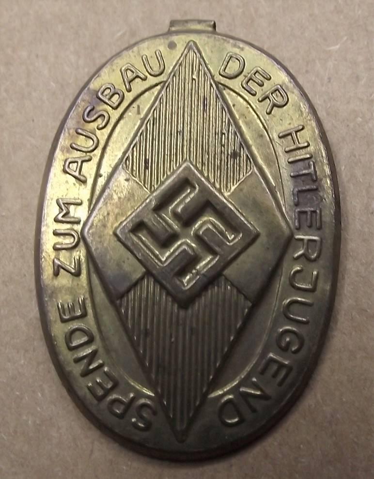 Hitler Youth Tinne/ Event Badge. Spende Zum Ausbau Der Hilterjugend.