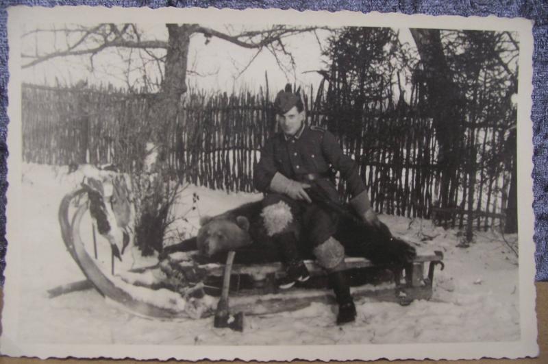 Wehrmacht Photo Post Card. Heer. Bear for Dinner. 1942.