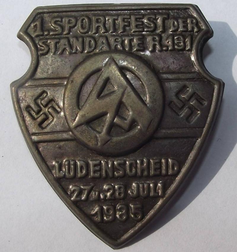 SA Tinne/ Event Badge. Sportsfest Standarte 131.Ludenscheid, 1935.