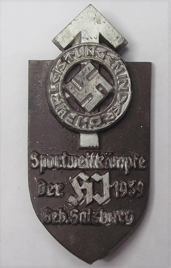 Hitler Youth Tinne/ Event Badge. Sportwettkampfe-Salzburg, 1939.