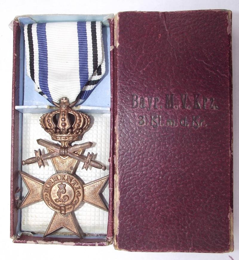 Boxed Bavarian Military Merit Cross, 3rd Class. Maker- Weiss.