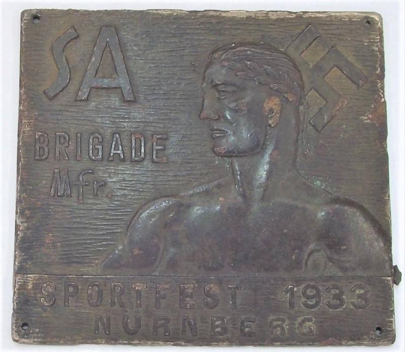 SA Event Plaque. SA-Brigade Mfr, Nurnberg Sportsfest, 1933.