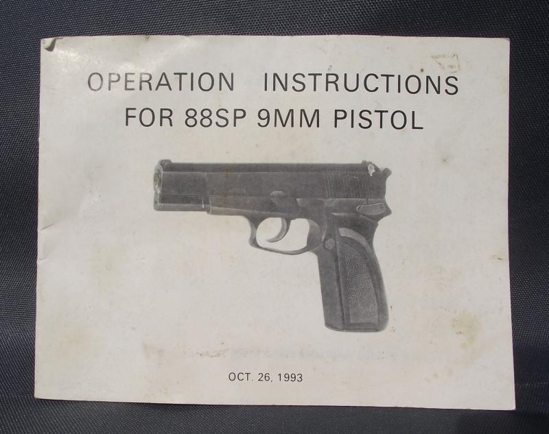 88SP 9MM Pistol Instruction Manual.