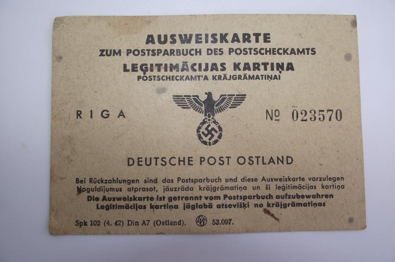 Deutsche Post Ostland Ausweiskarte.