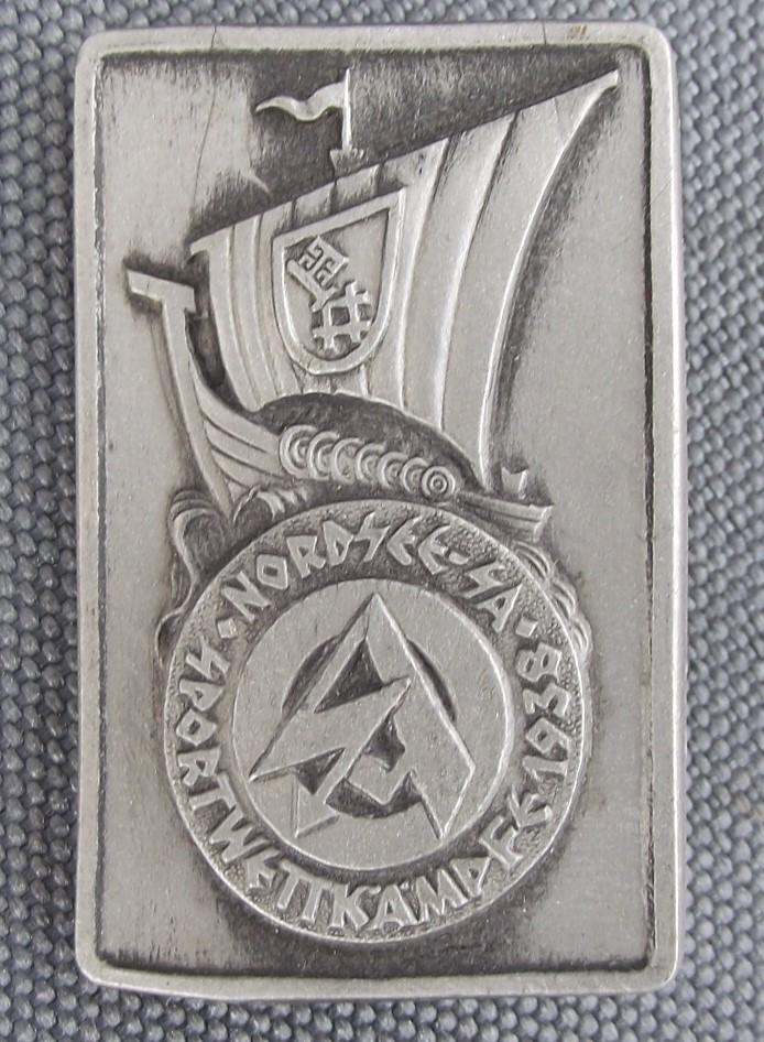 SA Tinne/ Event Badge. Nordsee Sportwettkampf, 1938.