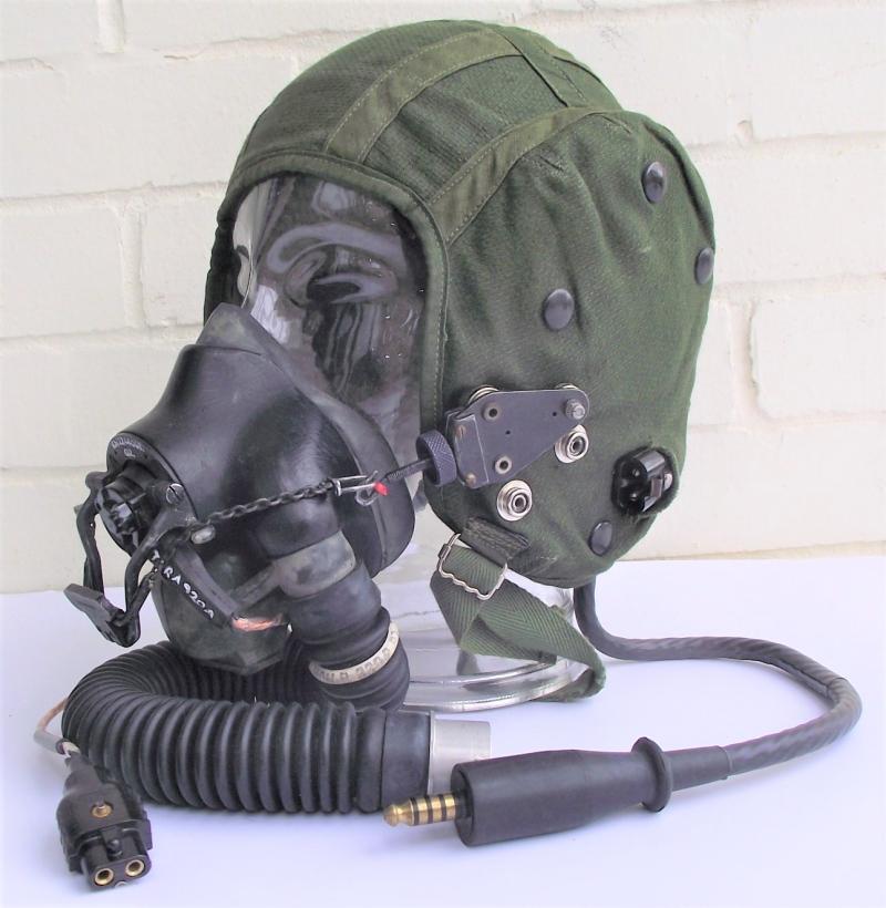 RAF G Type Flying Helmet and P Type Oxygen Mask. Named.