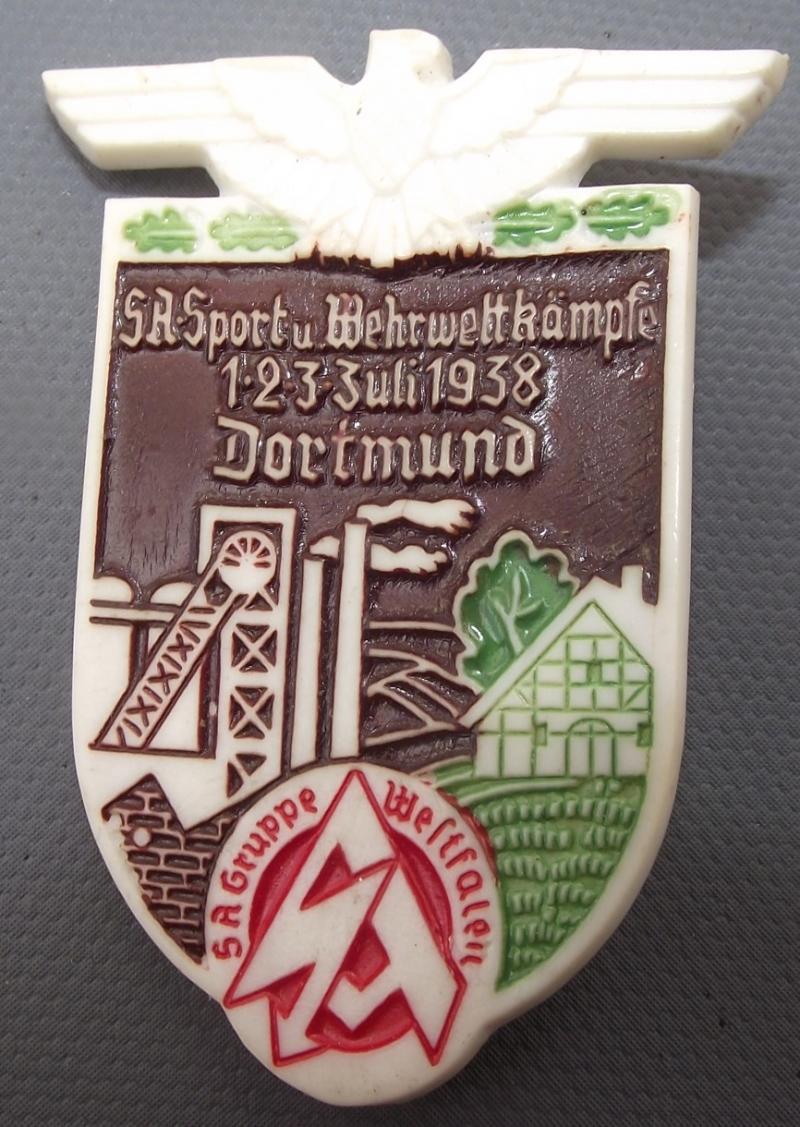 SA Tinne/ Event Badge. Wehrwettkampfe Dortmund, 1938.