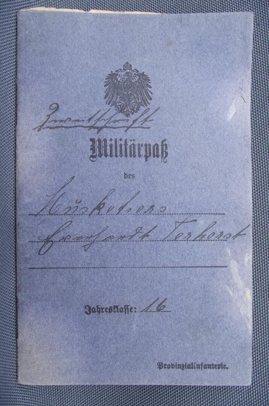 WW1 Imperial German Military Passbook, Inf Reg 55, Verdun.