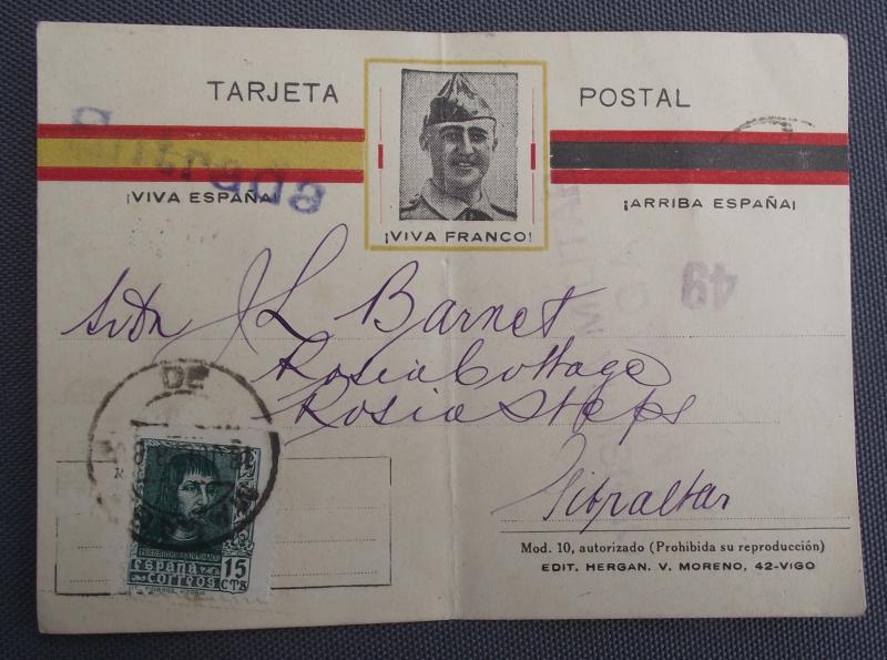 Viva Franco Spanish Fascist Postcard. Spanish Civil War.