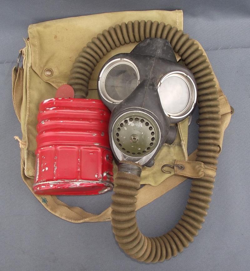 MK V Long Hose GS Respirator, Bag and Dog Tag.