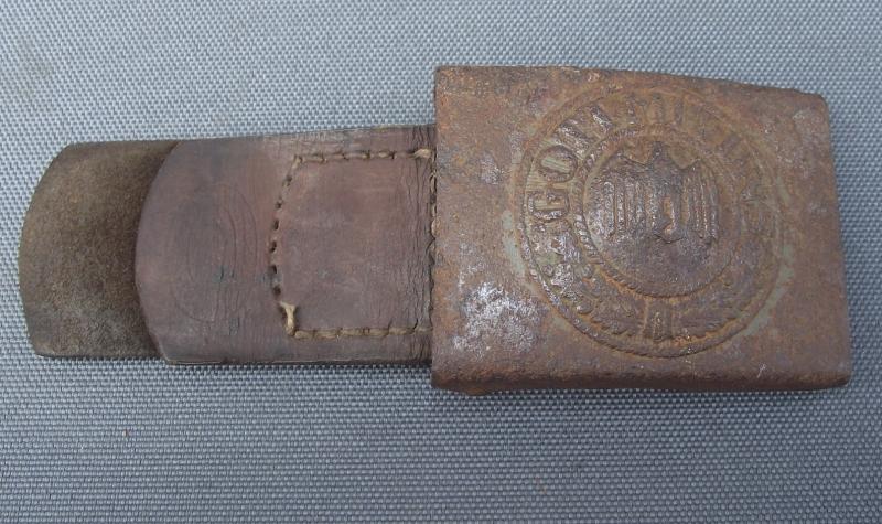 Relic German Heer Belt Buckle and Leather Tab.