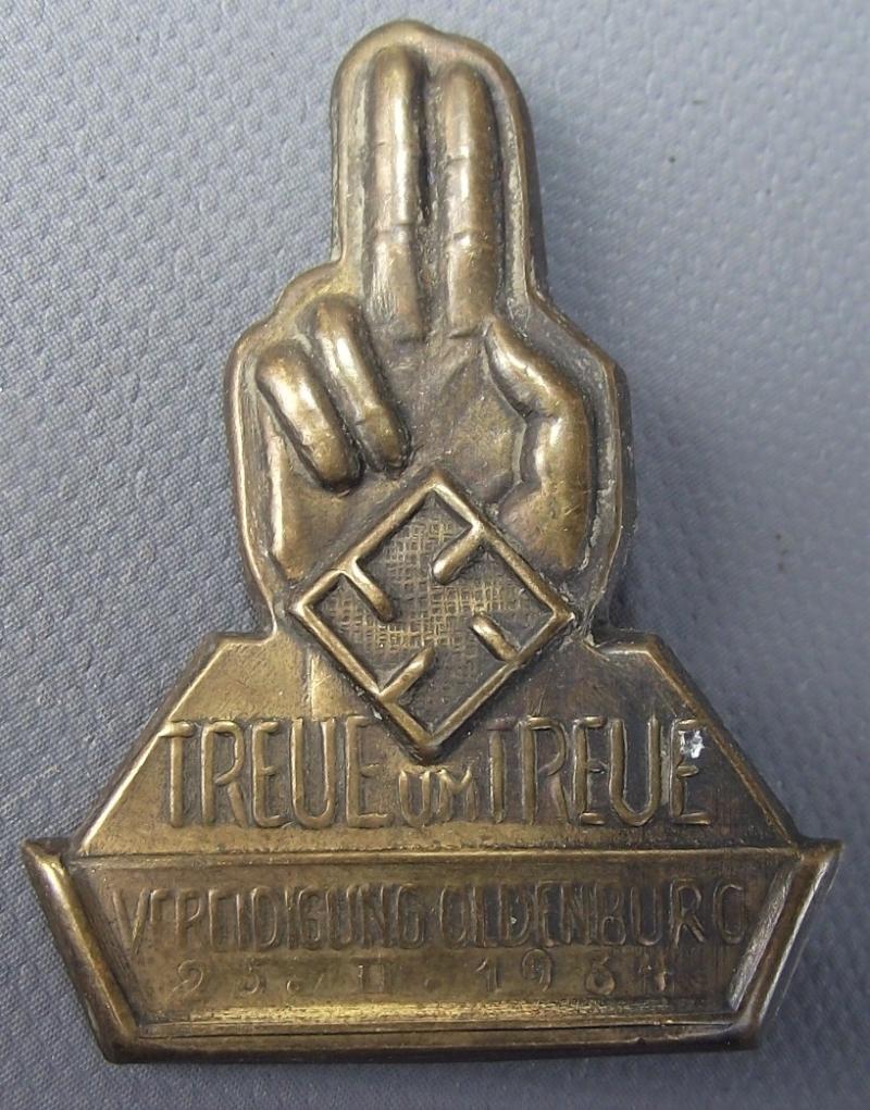 Tinne/ Event Badge. Treue um Treue Vereidigung Oldenburg, 1934.