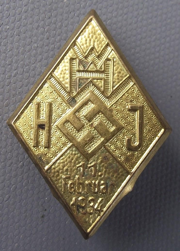 Hitler Youth Tinne/ Event Badge. WHW. 11.Februar. 1934