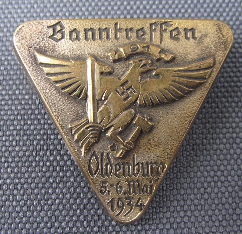 Hitler Youth Tinne/ Event Badge. Banntreffen 91, 1934.