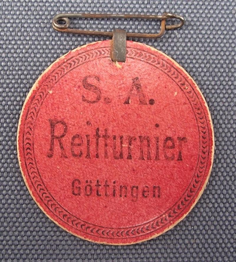 Rare Early SA Reitturnier, Gottingen, Cardboard Event Badge/ Tinnie.
