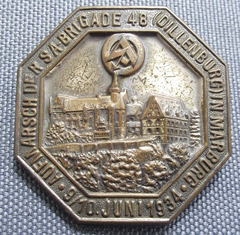 SA Event Badge/ Tinnie. Aufmarsch Der SA-Brigade 46, 1934.