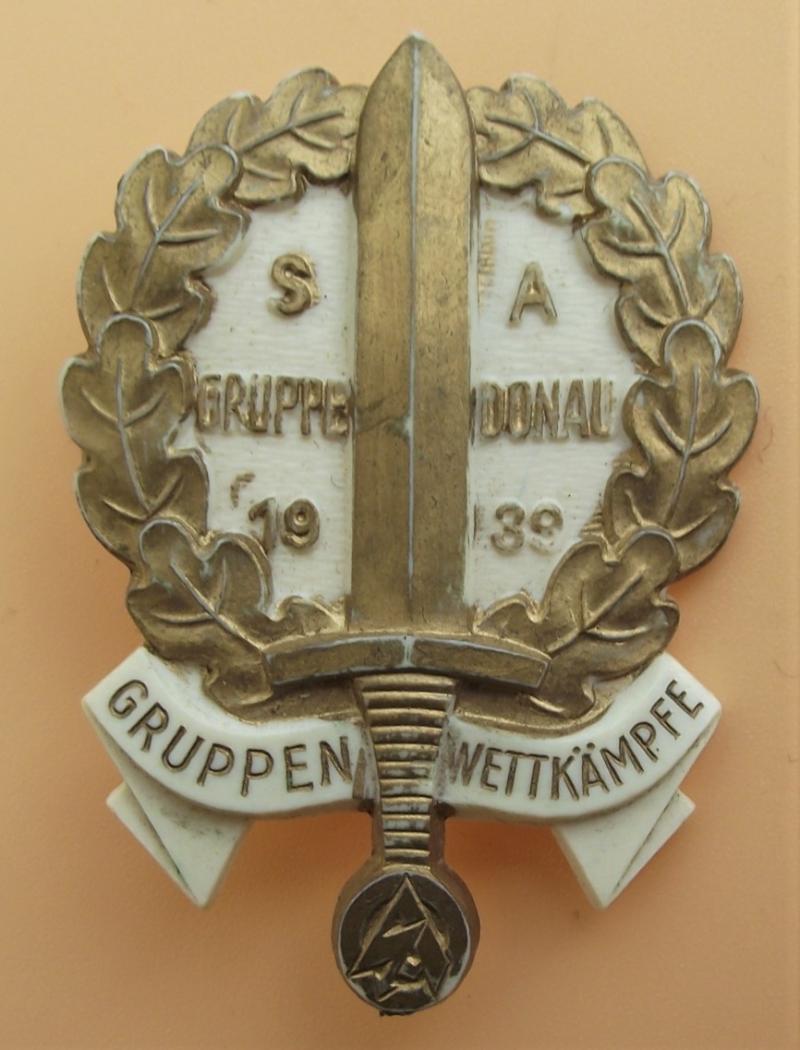 SA Tinne/ Event Badge. Gruppe Donau Wettkampf, 1939.