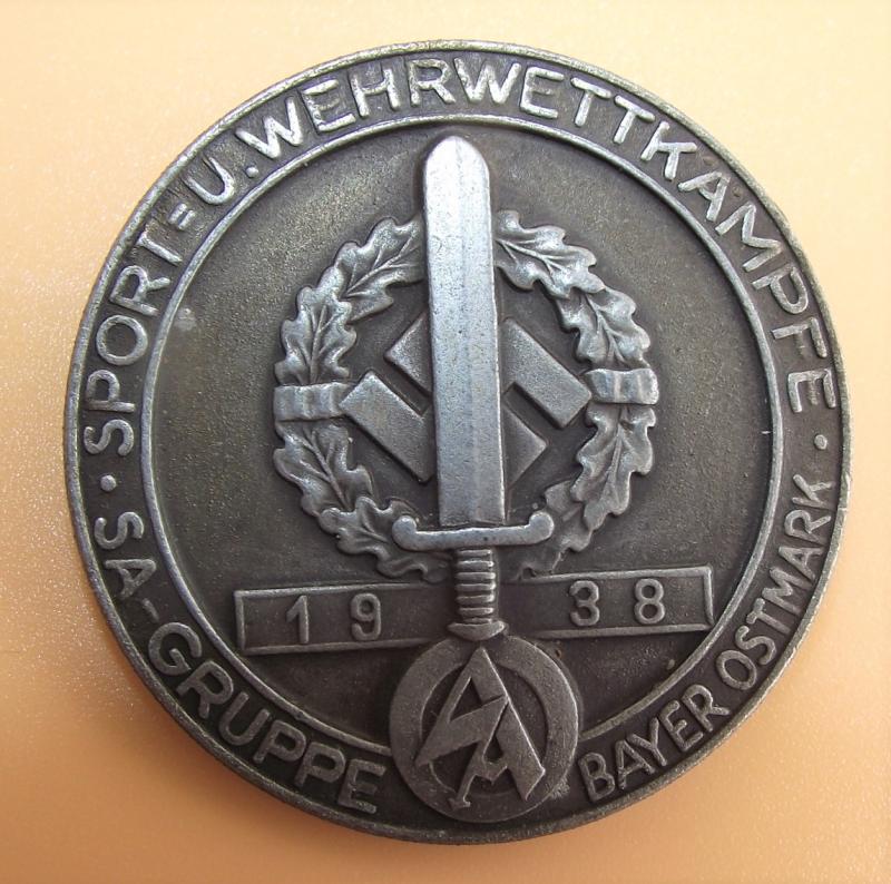 SA Event Badge/Tinnie. Gruppe Bayer Ostmark, 1938.