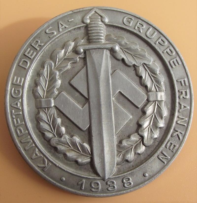 SA Event Badge/Tinnie. Gruppe Franken, 1938.