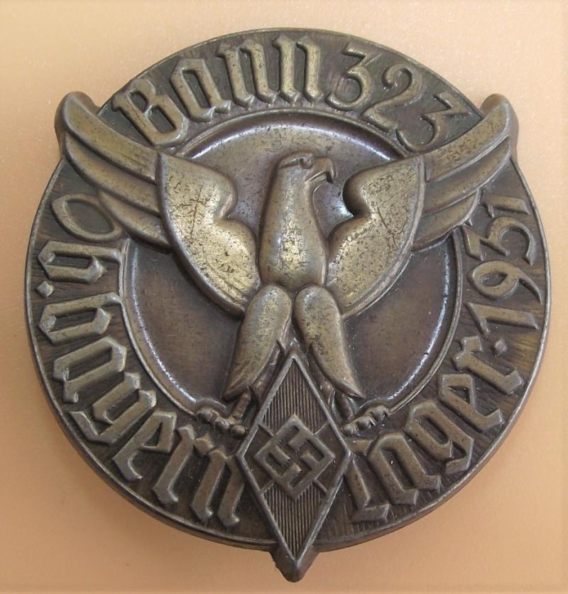 Hitler Youth Tinne/ Event Badge. Bann 323, Lager 1937.