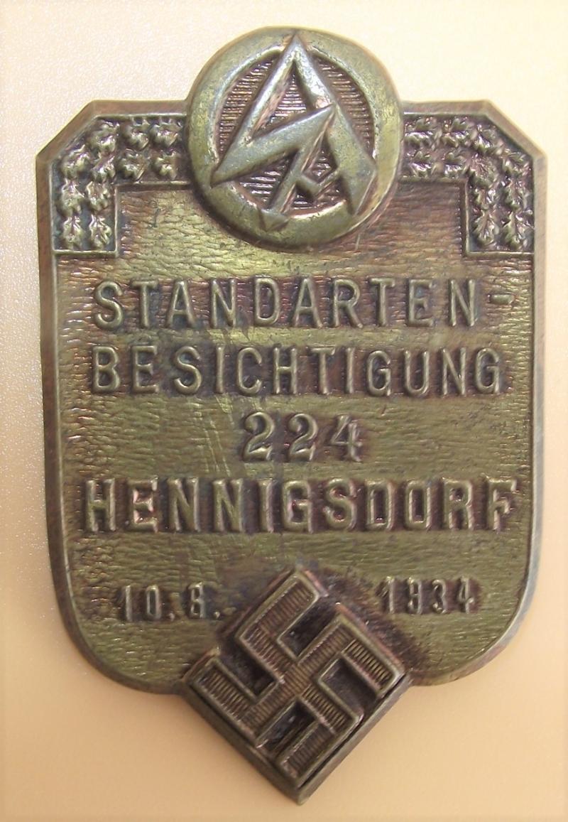 SA Event Badge/Tinnie. 224 Henningsdorf. 1934.