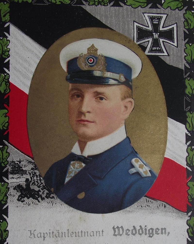 WW1 Imperial Photo Card, Kapitanleutnant Weddigen, U9-U29.