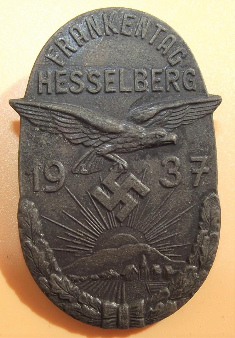 Tinne/ Event Badge. Frankentag Hesselberg, 1937.